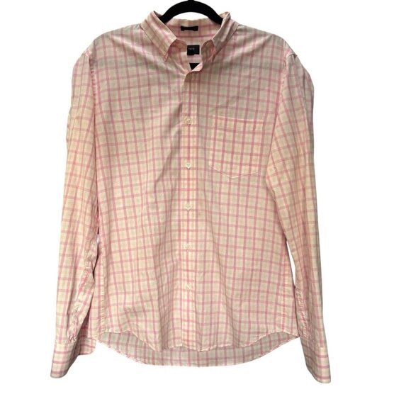 J. Crew Pink Gingham Check Men Shirt Button Down Medium Slim Preppy Acadamia - Picture 1 of 8